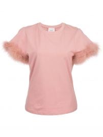 Cinq A Sept Zoie feather trim T-shirt Zoie feather trim T-shirt at Farfetch